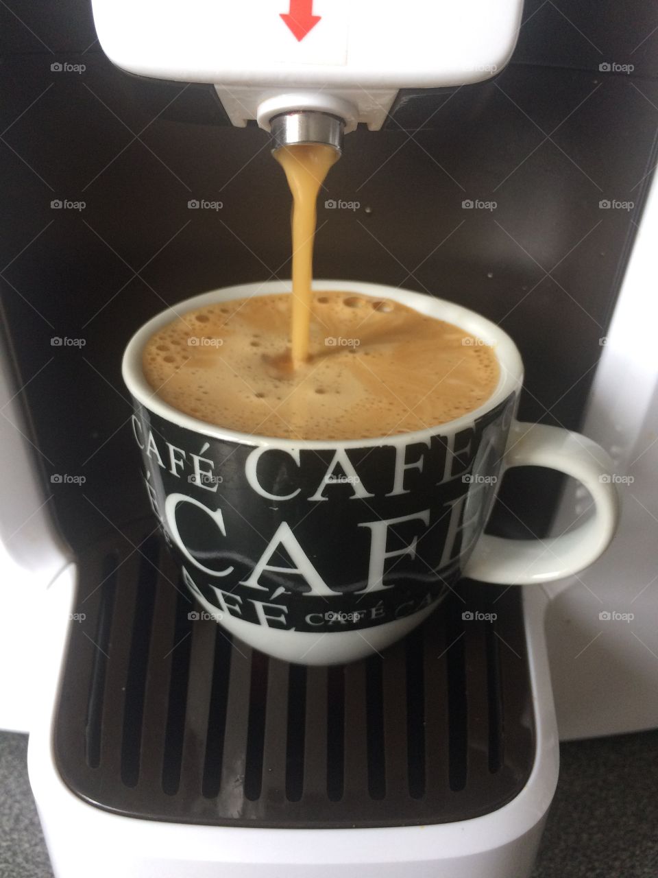 Pouring espresso coffee 