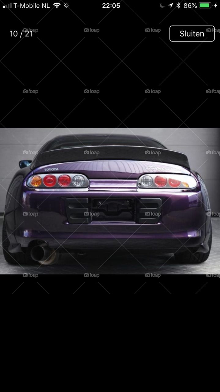 Midnight purple JDM tuned Toyota supra Rear end booty shot