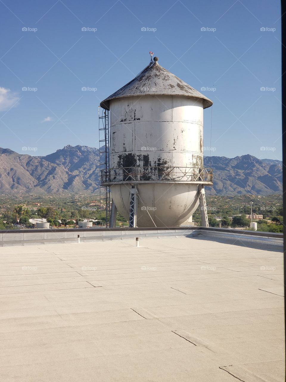 tower with a mountain view