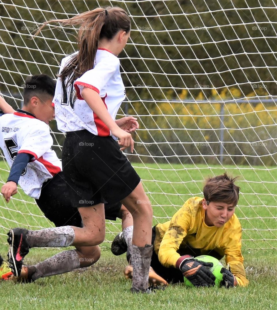 Girl playing soccer