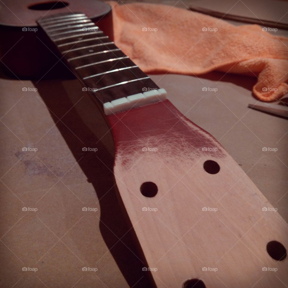 Lutherie. arts and crafts on a ukulele