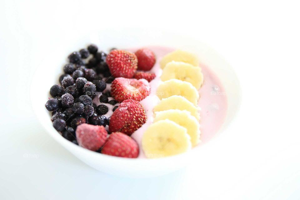 Breakfast healthy Bowl of fruit and yoghurt