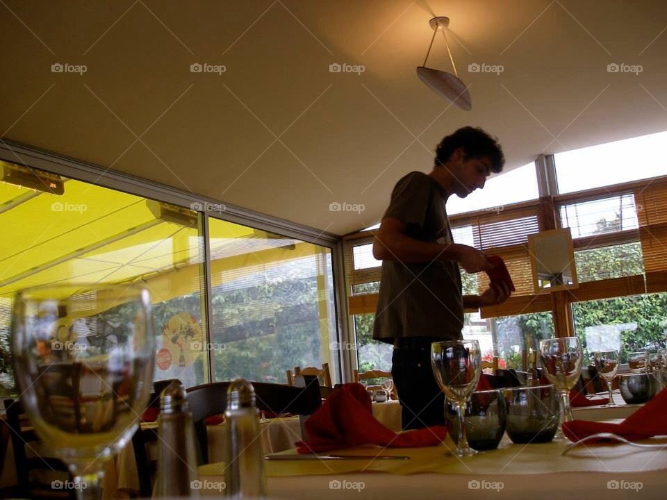 Getting ready for the evening crowd 