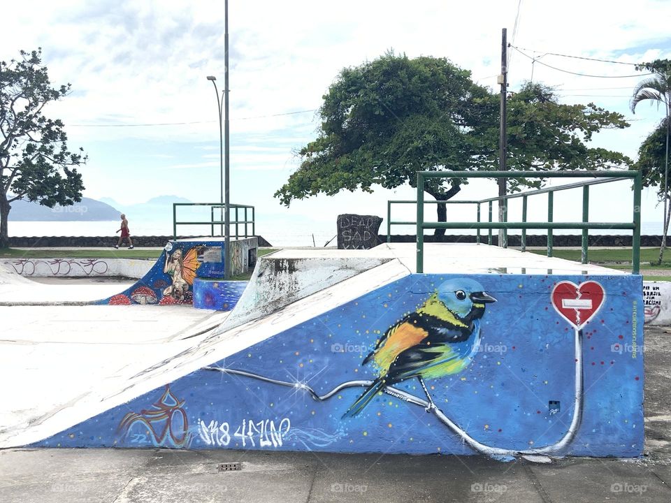 Murals on skate park near beach 