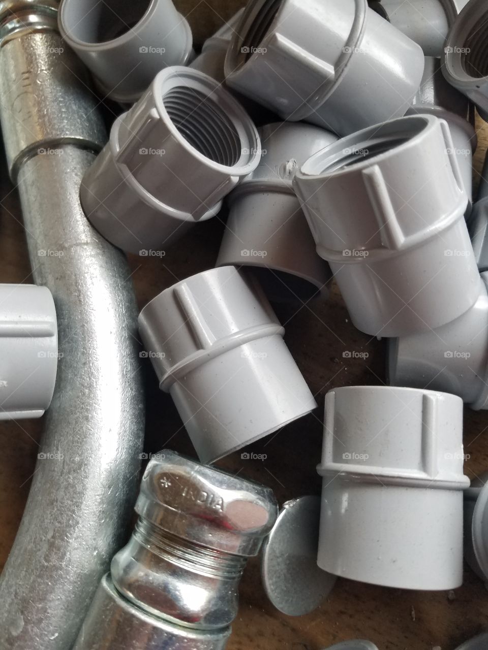 plastic nuts and steel pipe