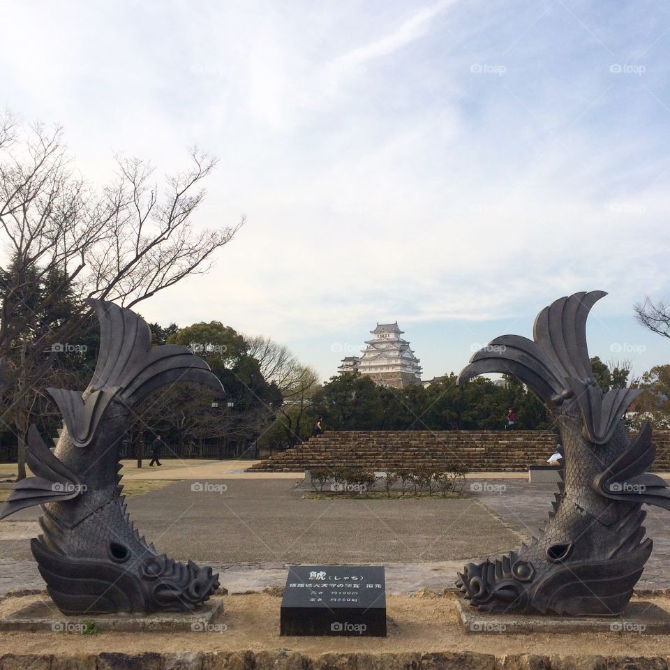 Himeji castle and shachi
