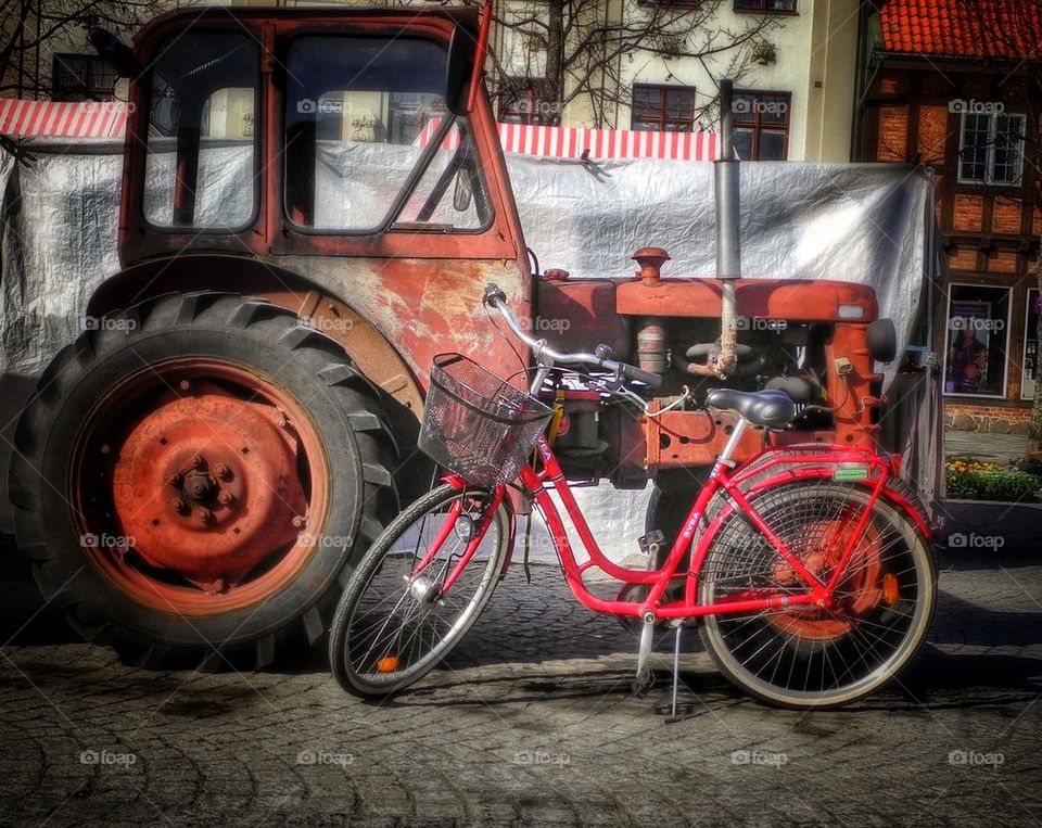 Red bike. 