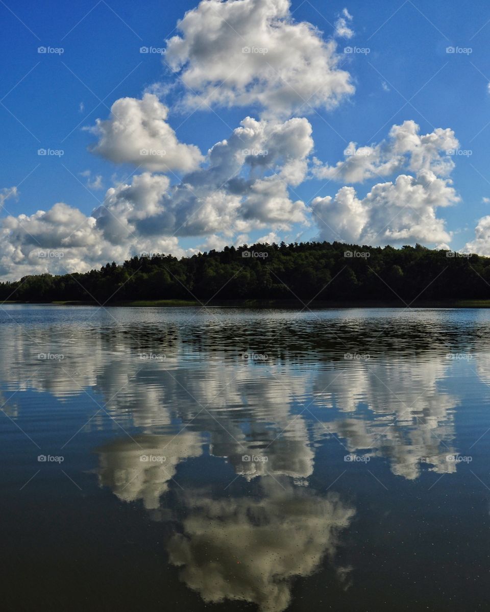 sunny day at the lake in polush countryside