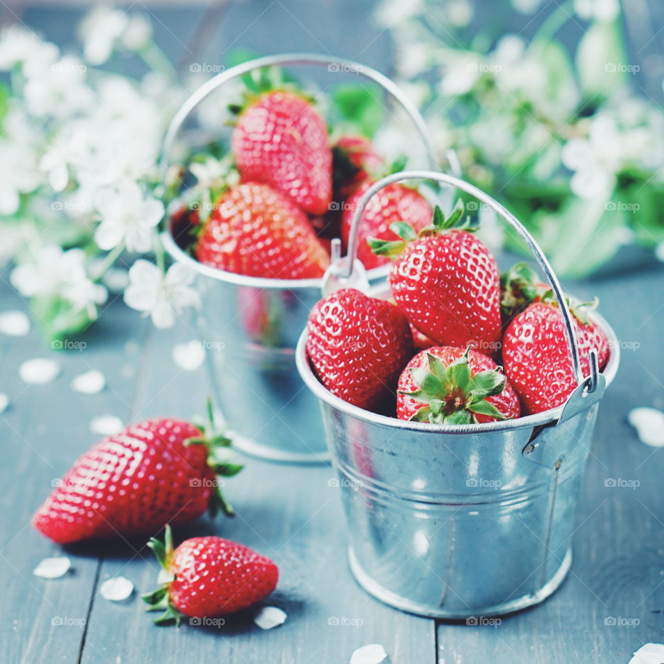 buckets of strawberries