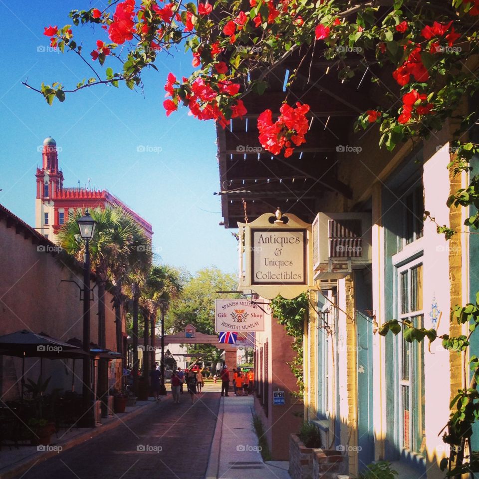 Street scene in historic old St. Augustine, Florida 