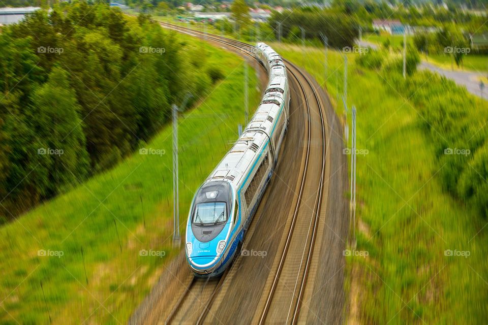 high-speed train on his way