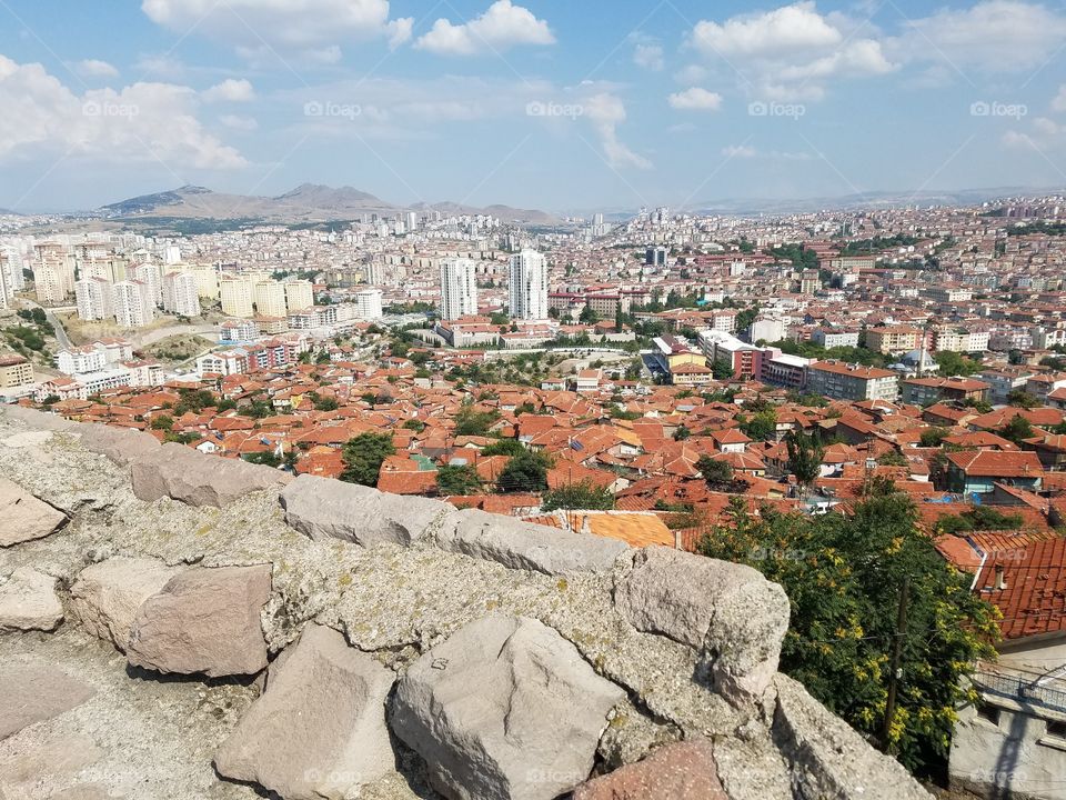 city view from the top of Ankara castle in Turkey