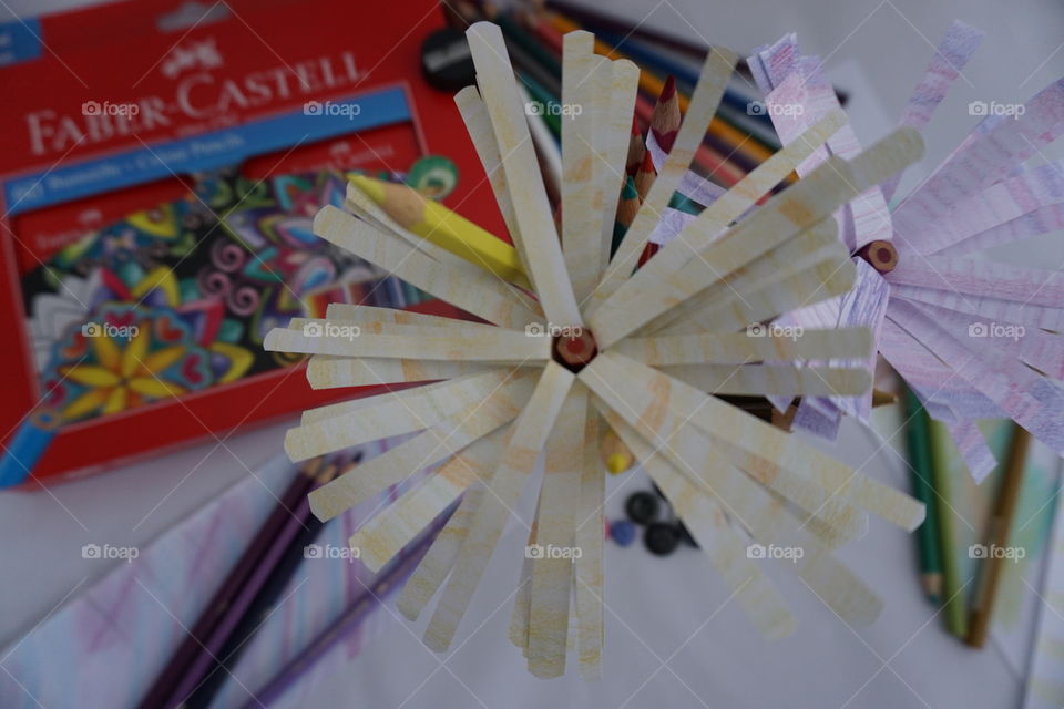 Paper Flowers using Faber Castell colouring pencils 