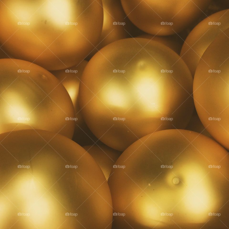 Close-up of gold coloured christmas decoration