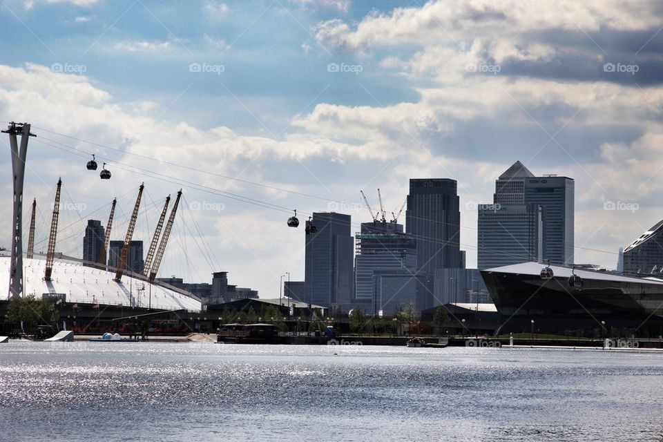 The dome cable cars and canary wharf