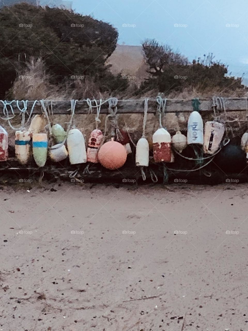 Buoy’s so many in a row for beach decorations 