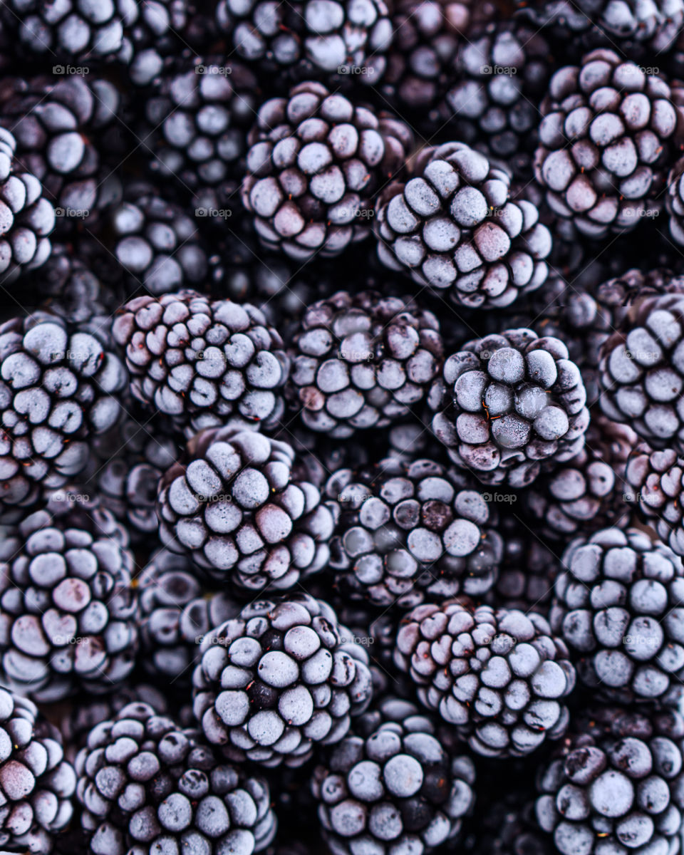 Frozen blackberries texture and pattern