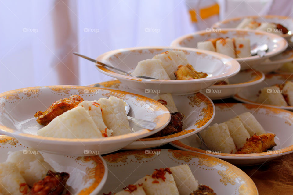 One of the food menu at the wedding in banjarmasin, many people call it this food as “ Lontong be Ayam “, this food is a special menu traditional in wedding of Banjarmasin city