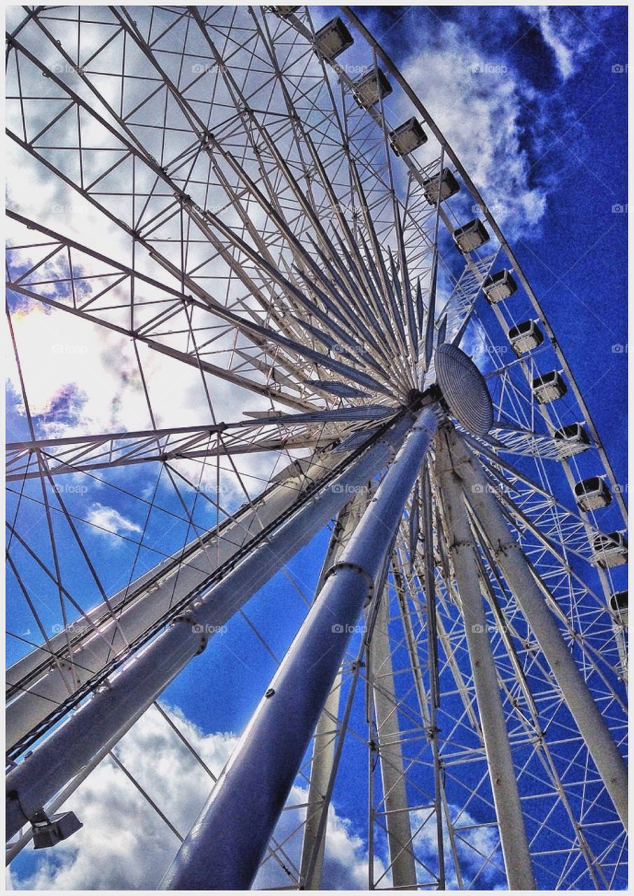 Niagara Falls . Big wheel from the ground looking up