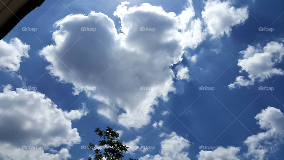 sky clouds heart sun