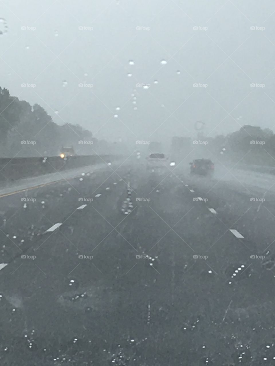 Pouring rain on Interstate