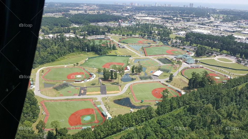 Baseball fields from a high view