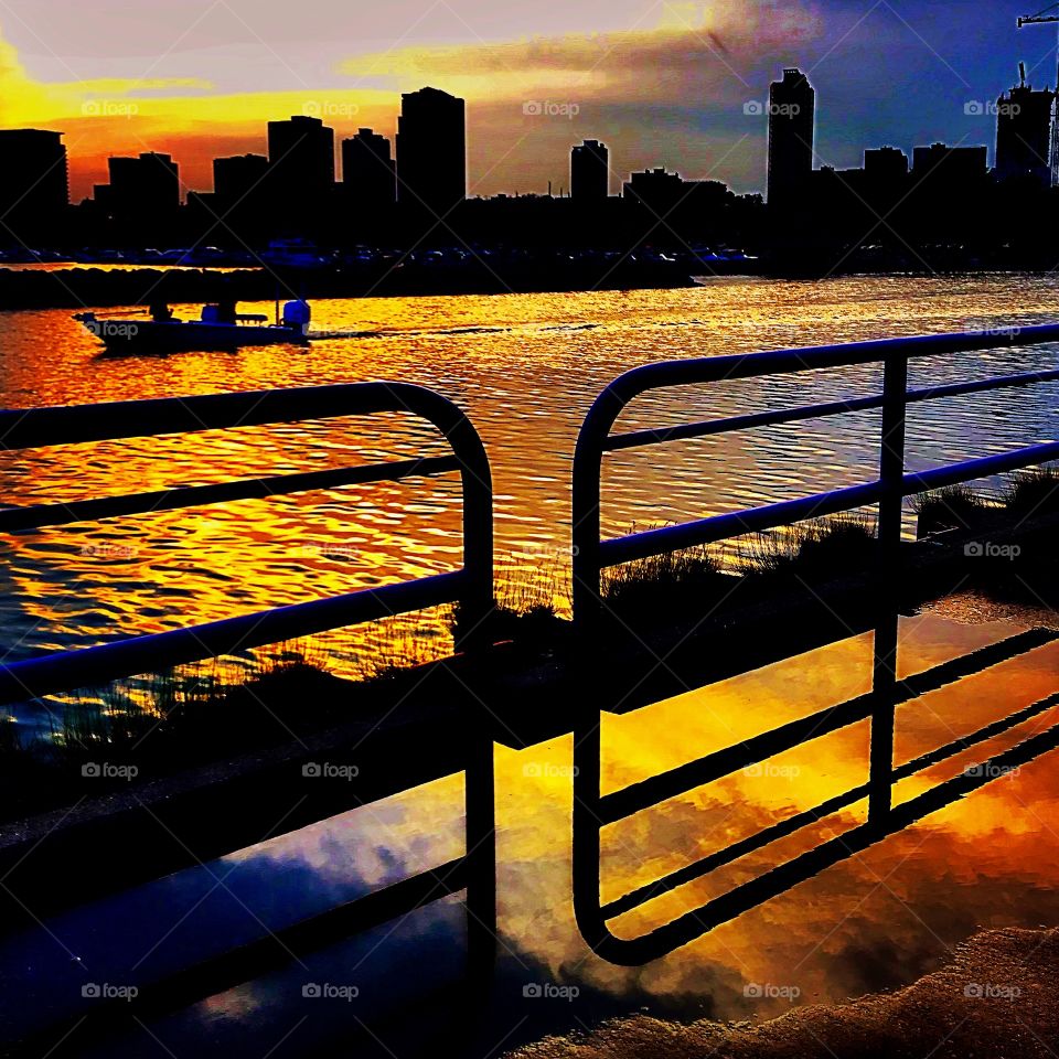 Sunset, Pier, Bridge, Dawn, Lake