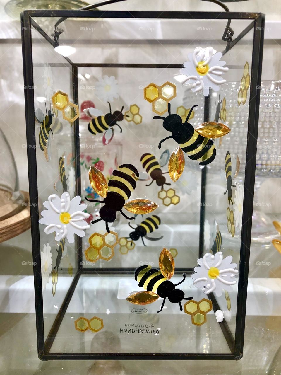 Honey bee 🐝 decorated  glass box - Home goods  🐝
