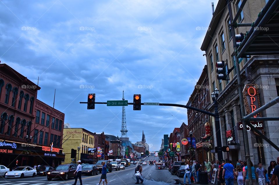 Urban Nashville . People walking street in Nashville Tennessee 