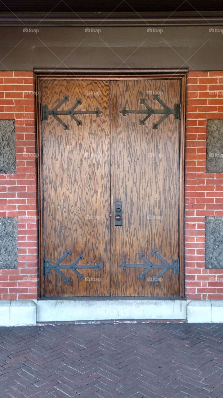 Beautiful wooden doors on a beautiful local Catholic church