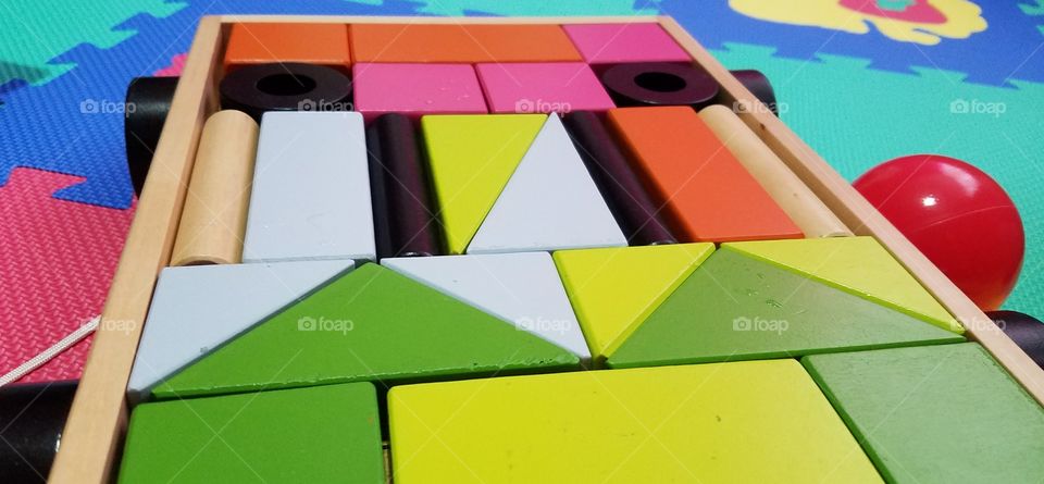 wooden and colored blocks