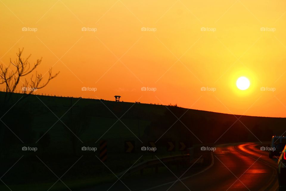 sunset and the highway