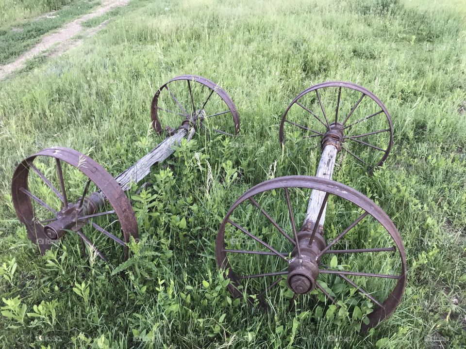 Old wagon from the 1800’s Left where it sits  by a rancher who was chased away by Natives on the Rosebud reservation