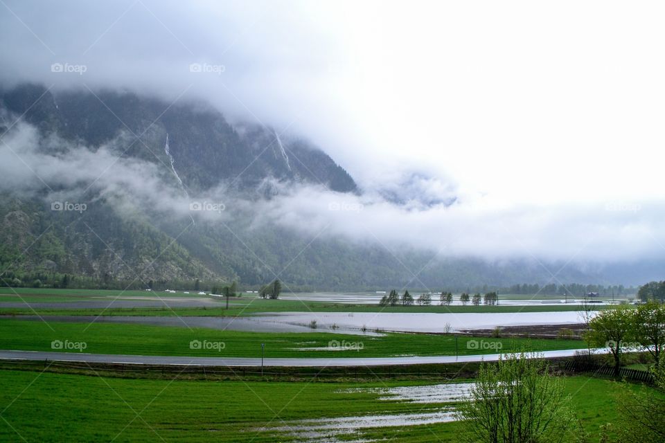 View of foggy landscape