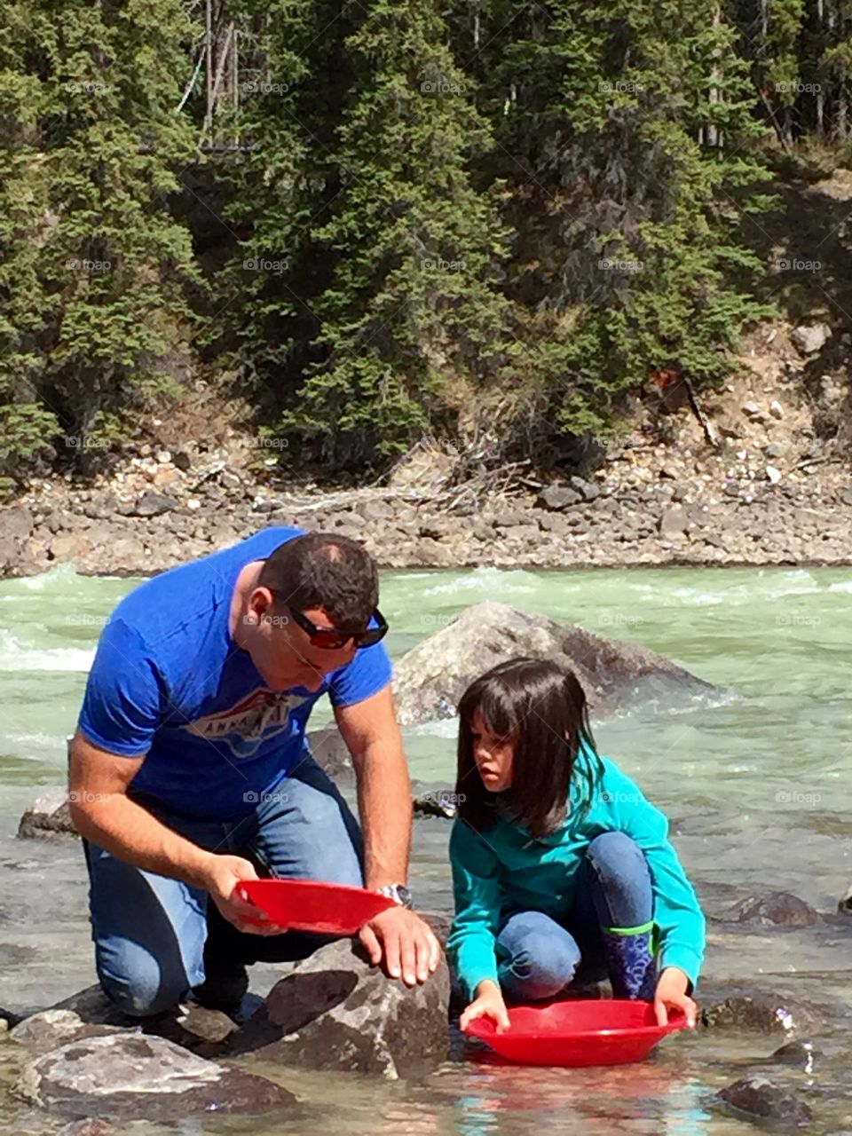 Gold panning family time 