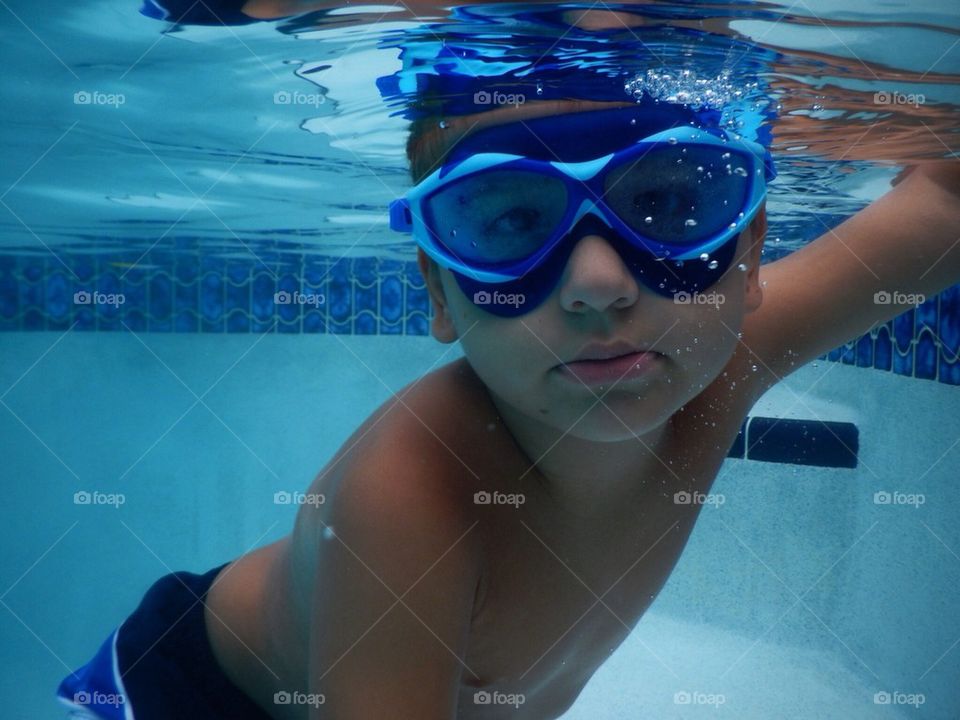 My nephew under water