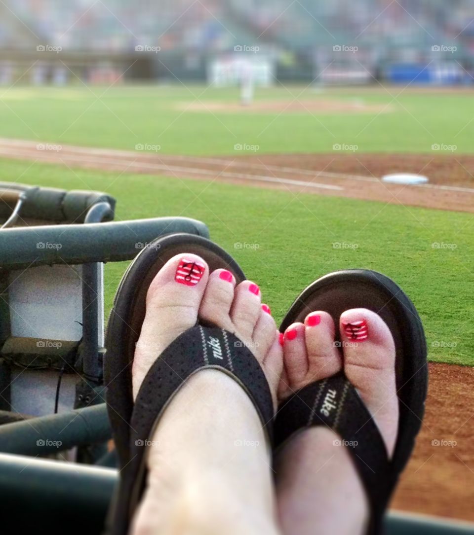 Baseball park toes. 