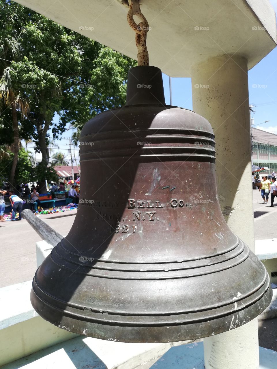 Old bell, central park, Tela, Honduras