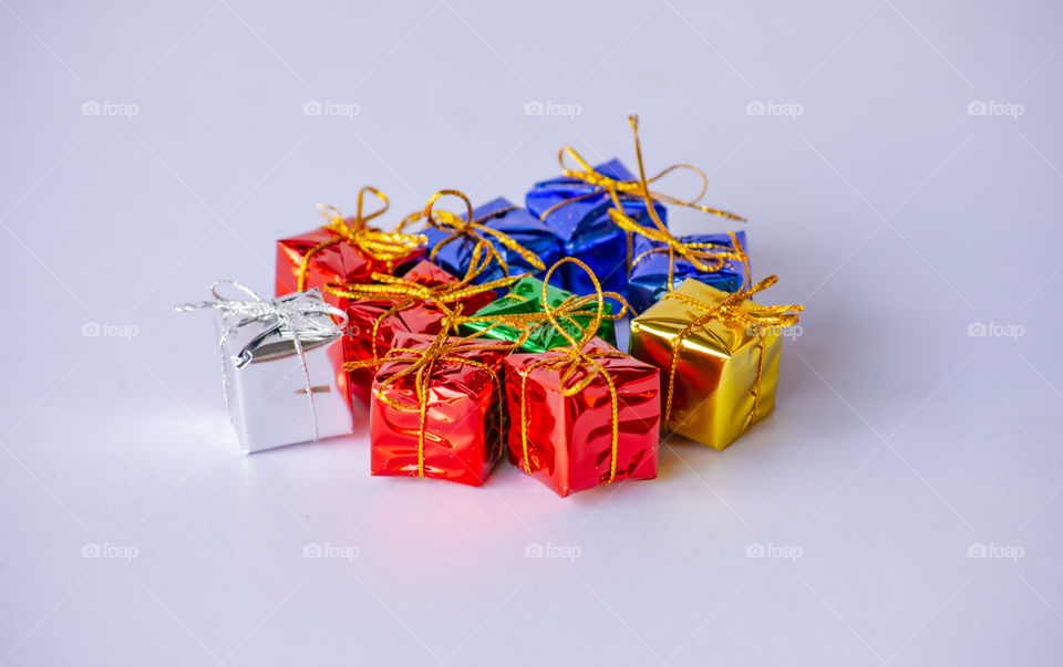 Colorful gift boxes For Festivals on the White Blackground