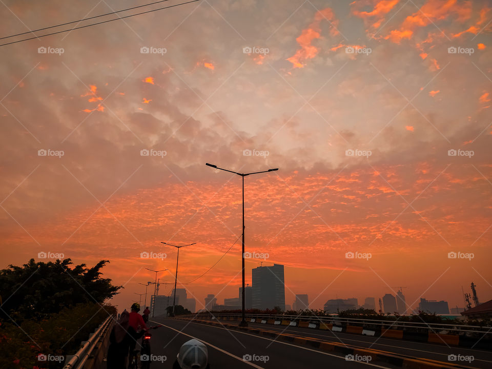 Sunrise on Sunday Morning in Jakarta, Indonesia