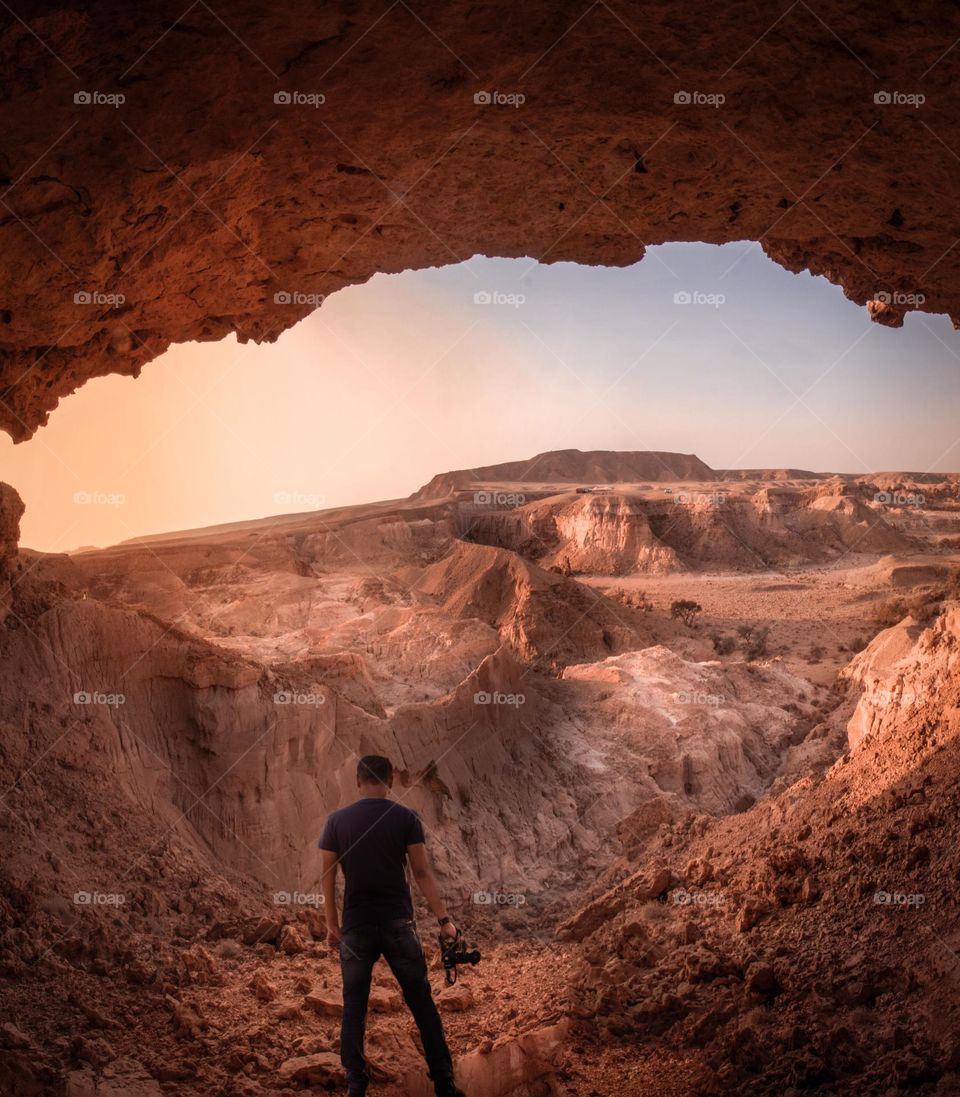 hiking in the dry mountains of Riyadh, Saudi Arabia