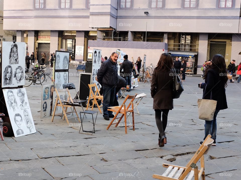 Sketch artist on street of Florence, Italy