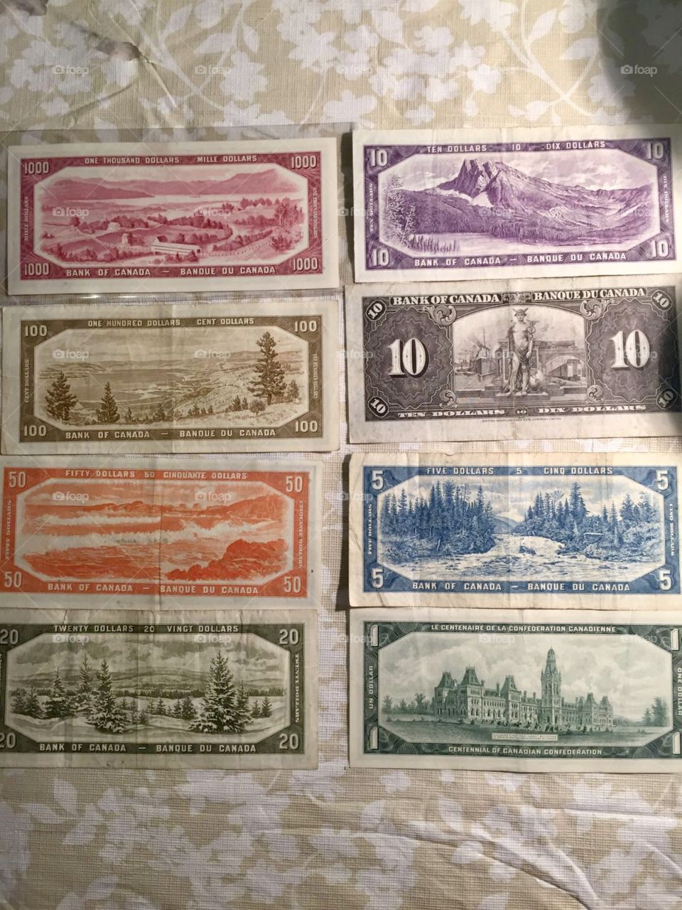 Vintage Canadian Bills - back design