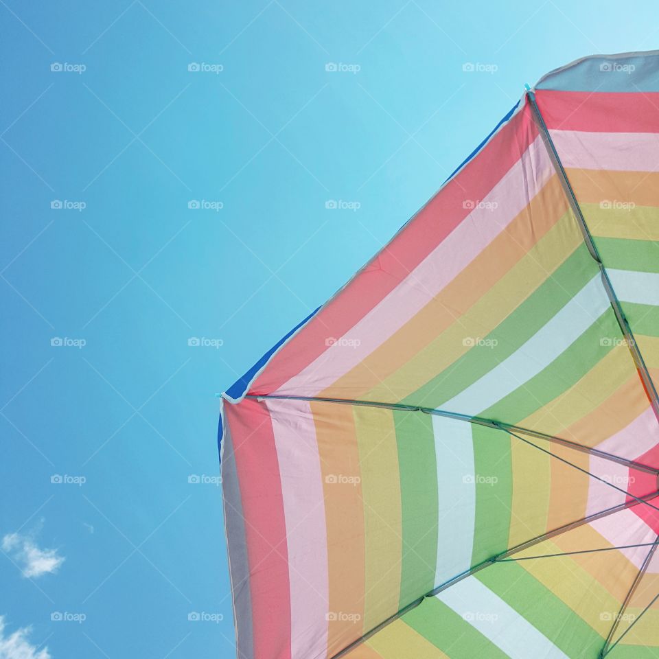 Beach sky. beautiful day at the beach laying on the sand.