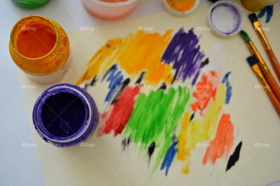 painting art colorful love top view