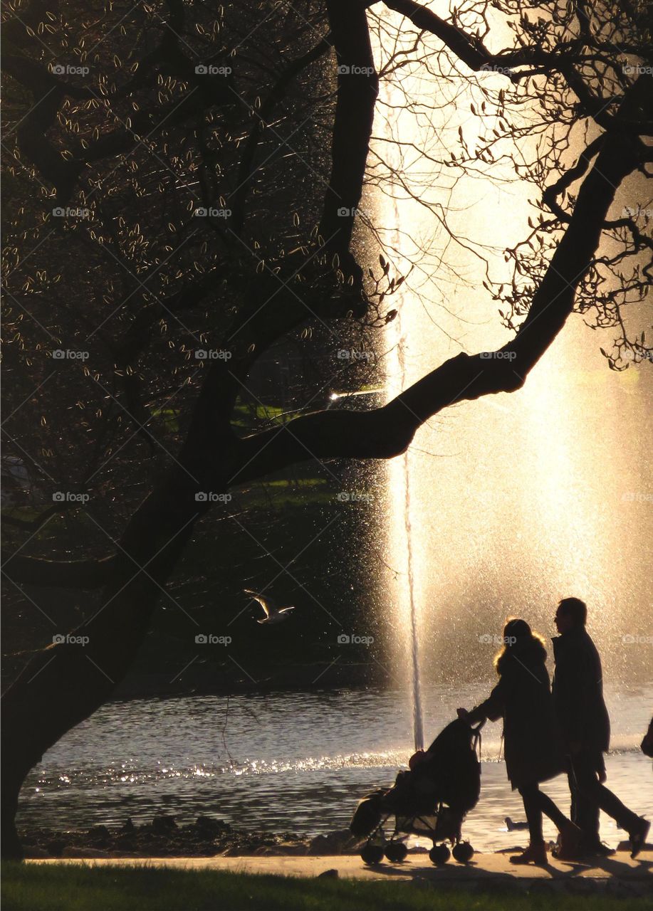 family in magical landscape