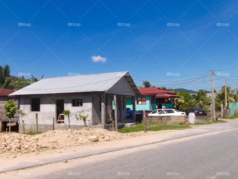 Picture from moving car traveling in Roatan Honduras  