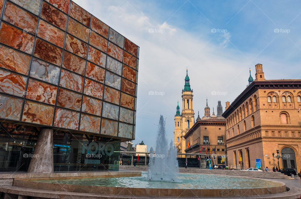 Pilar square in Zaragossa, Spain