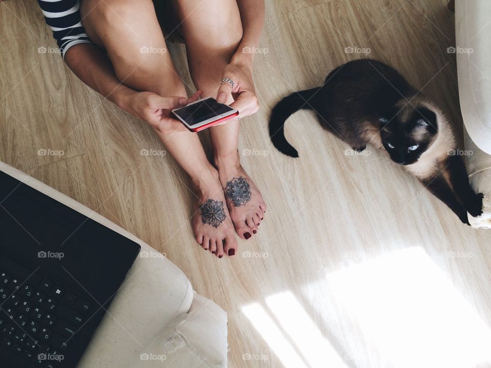 Girl and a cat