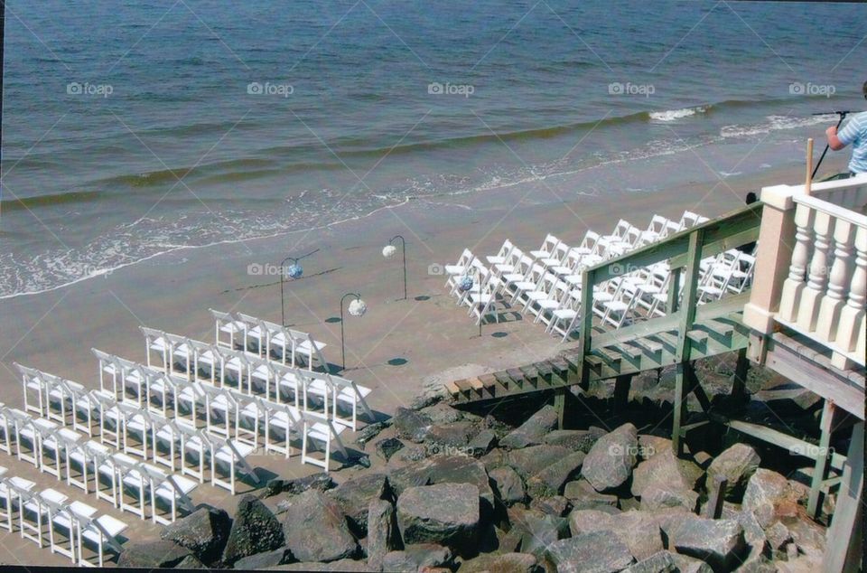 Beach wedding scene